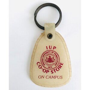 Vintage IUP Indiana University of Pennsylvania Campus Co-Op Keyring Fob Glows